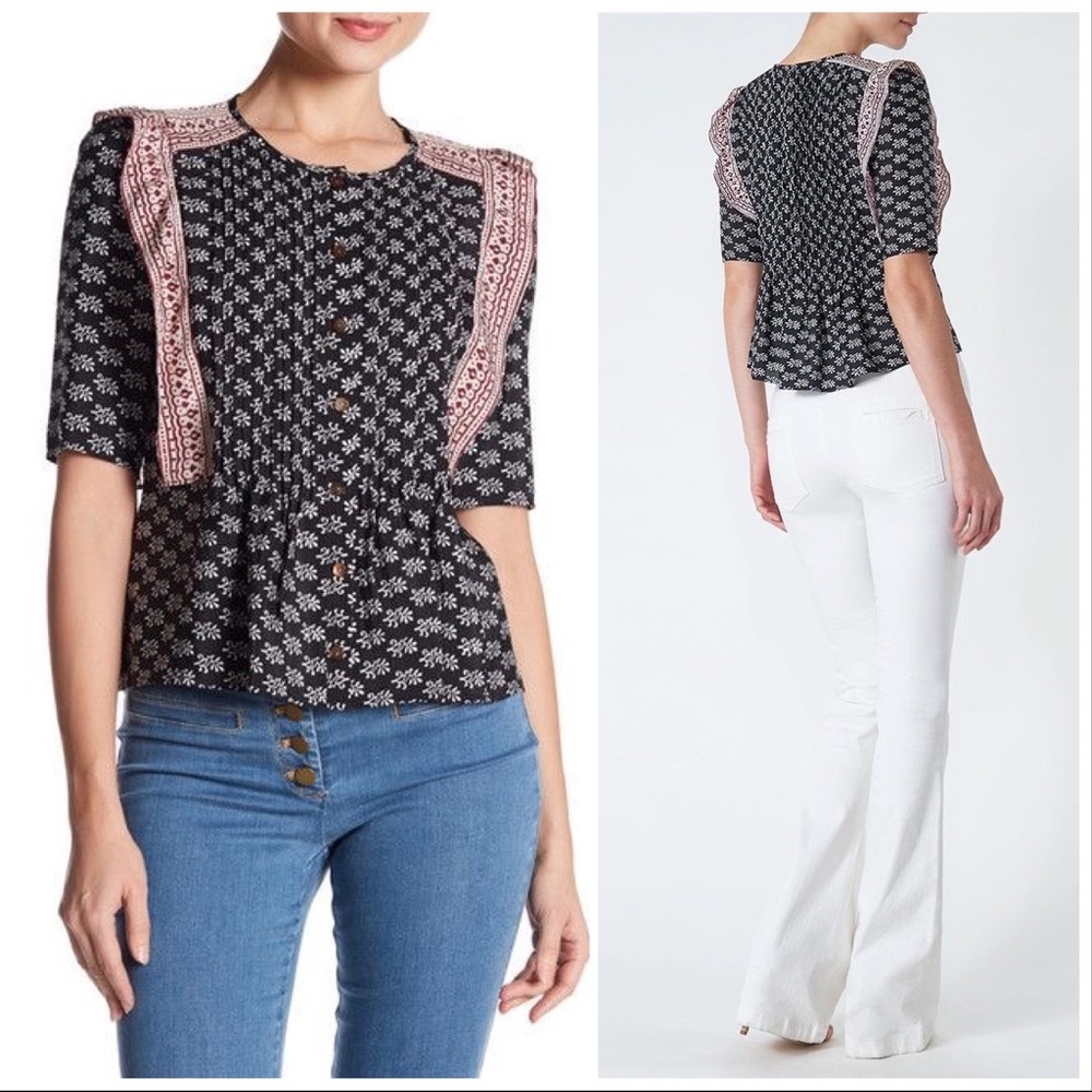 Veronica beard Jules pintuck flutter top size 4